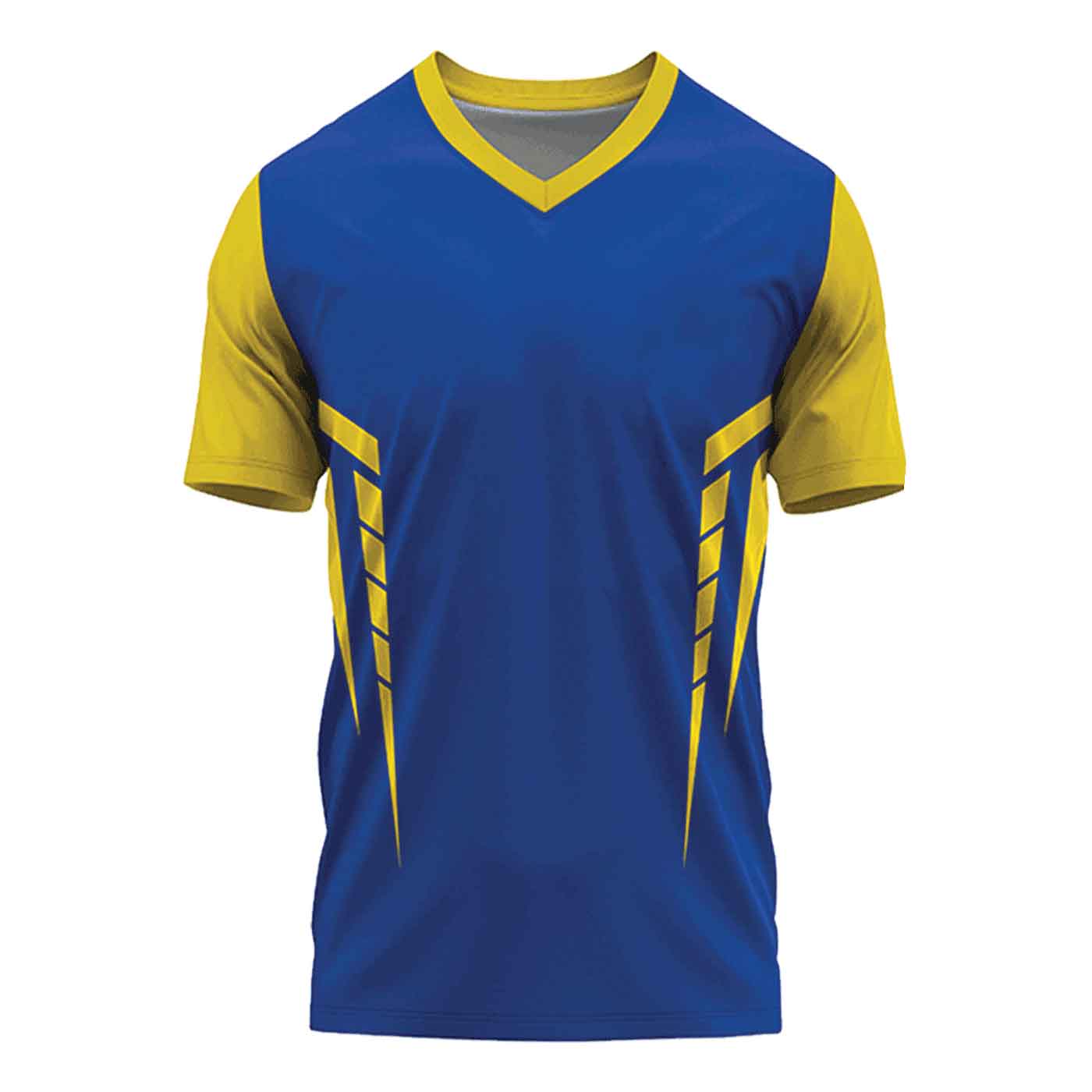 कस्टम वी-नेक स्पोर्ट्स जर्सी नमूना - नीला और पीला