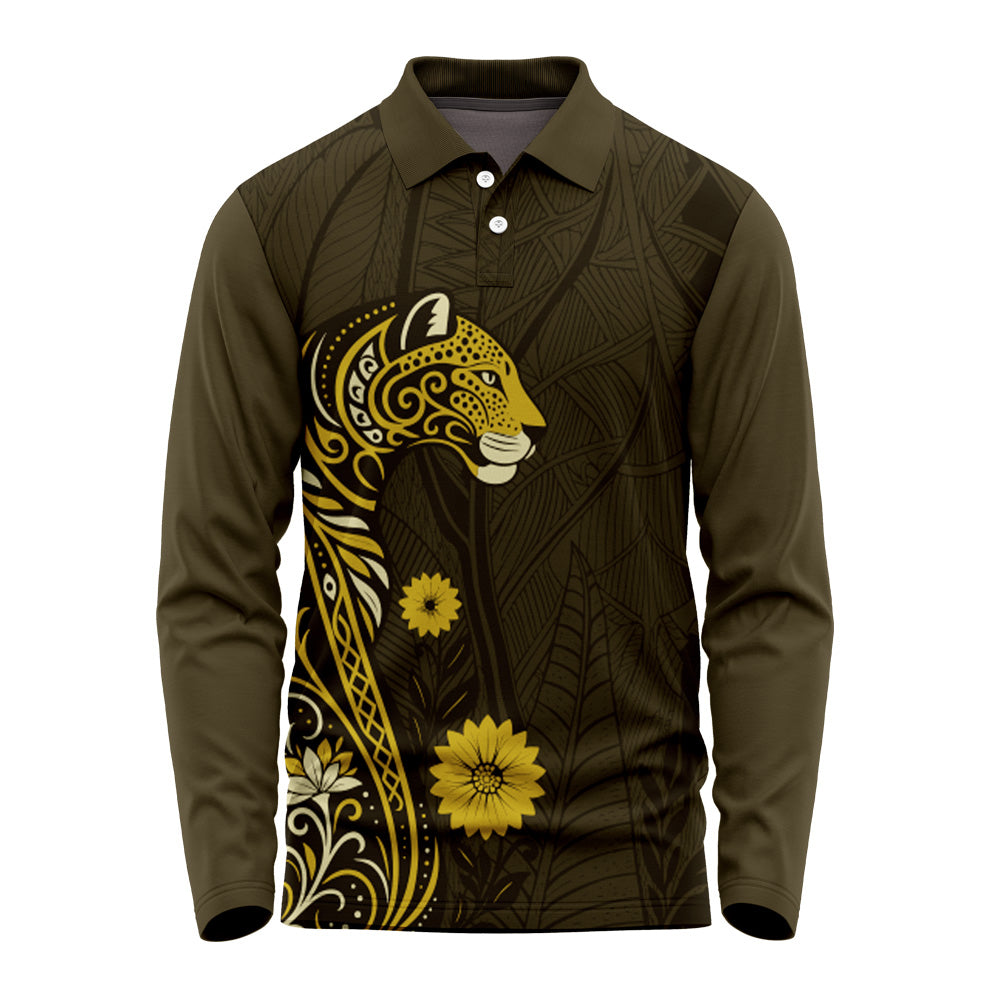 Luxury Leopard Art Full Sleeve Jersey – Designer Athletic Performance Polo