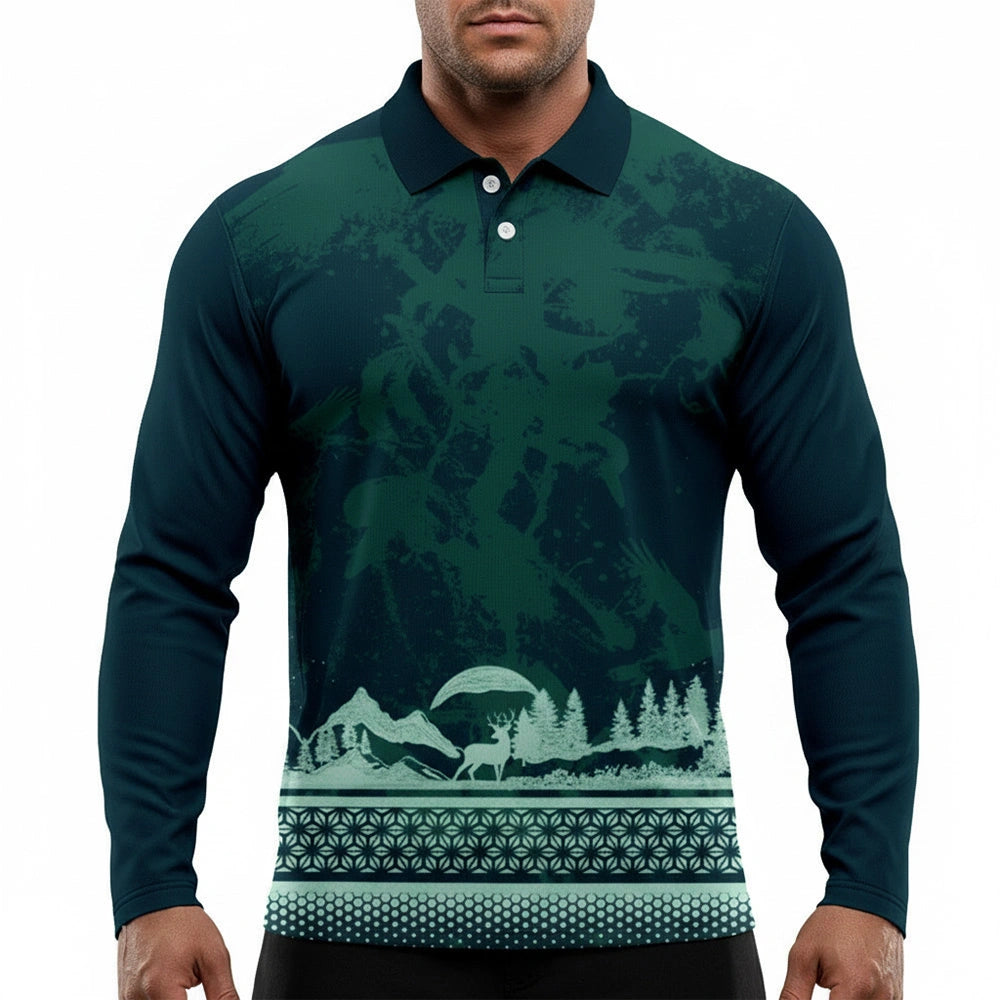 Custom Arctic Forest Full Sleeve Performance Polo Jersey