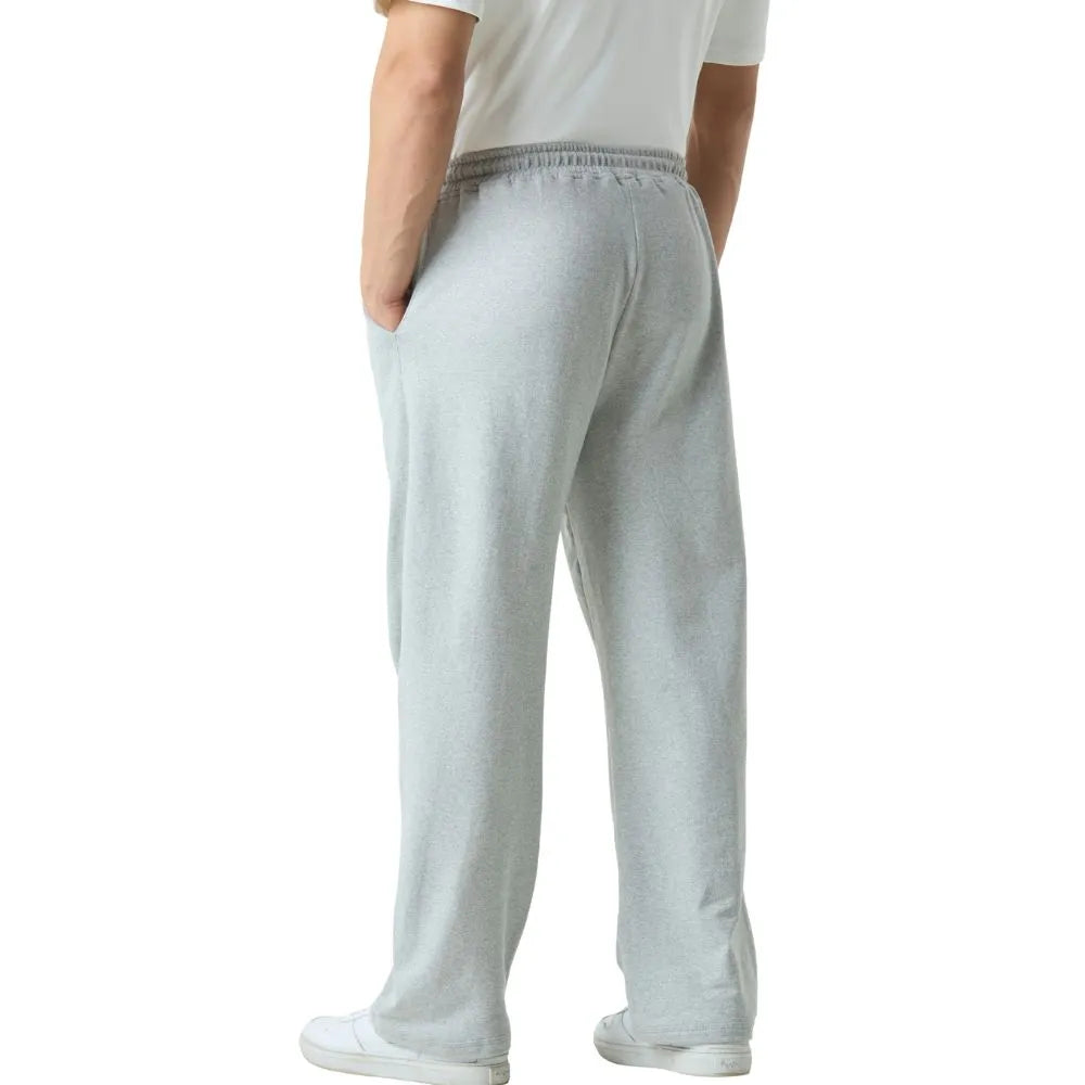 light grey jogger pants, men grey bottom wear, athleisure pants men, straight leg lounge trousers, elastic waist pants men, grey casual lowers, men comfort joggers, relaxed fit bottom wear men, everyday lounge pants, french terry jogger bottoms, men solid grey pants, casual athleisure bottoms