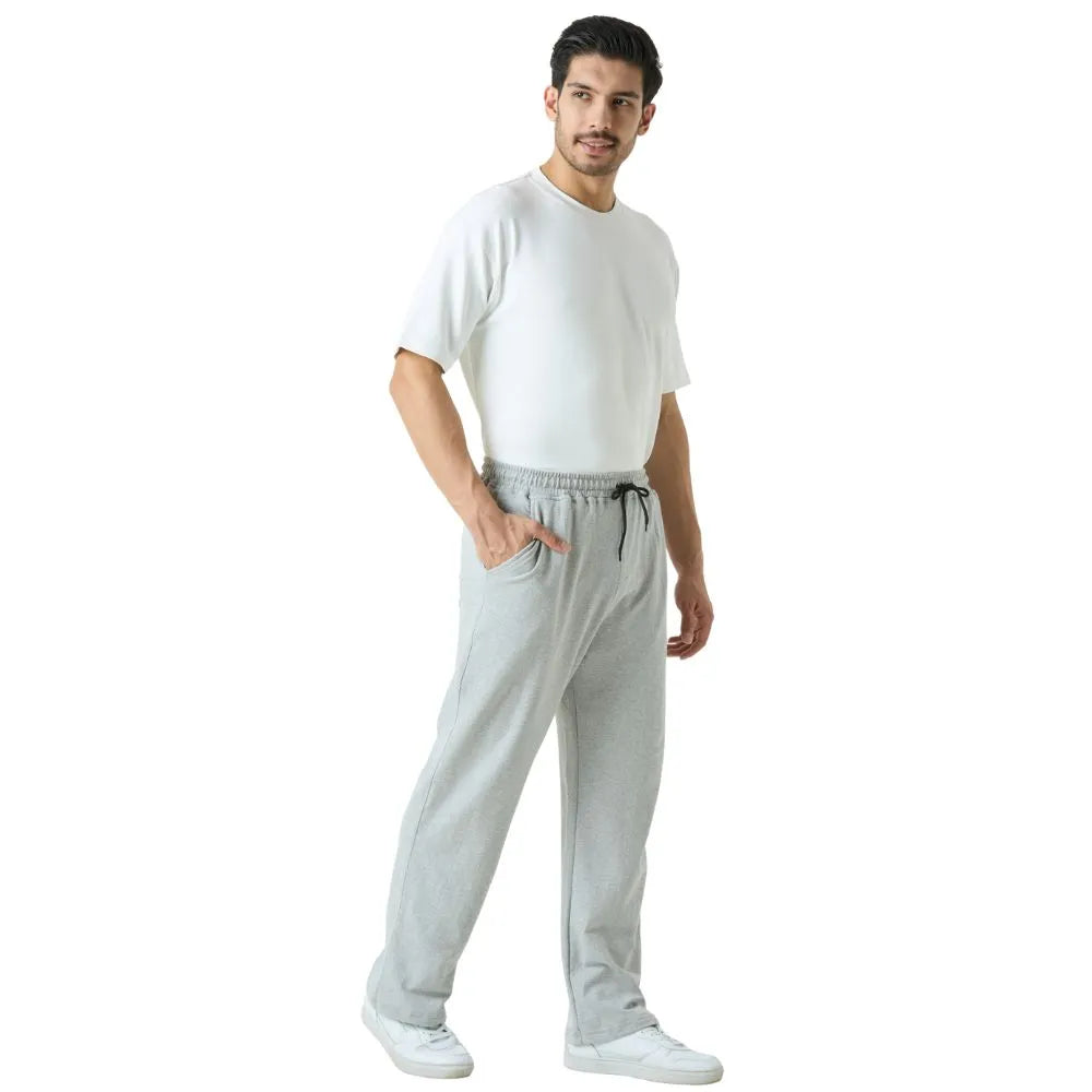 men grey jogger pants, light grey track pants, athleisure bottoms for men, straight fit joggers men, casual lounge pants men, elastic waist pants men, french terry joggers, cotton blend bottom wear, men comfort pants, relaxed fit sweat trousers, men everyday joggers, solid grey men pants, men sports lounge wear, breathable jogger bottoms, men fashion lower wear