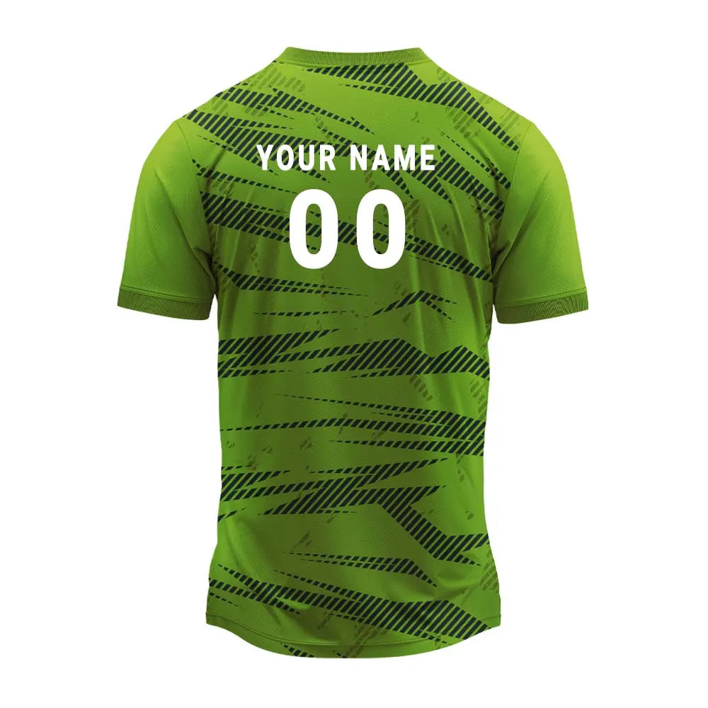 Green streak jersey back with sample player name and number 00