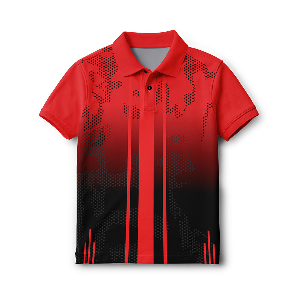 Kids red ombre polo jersey front view