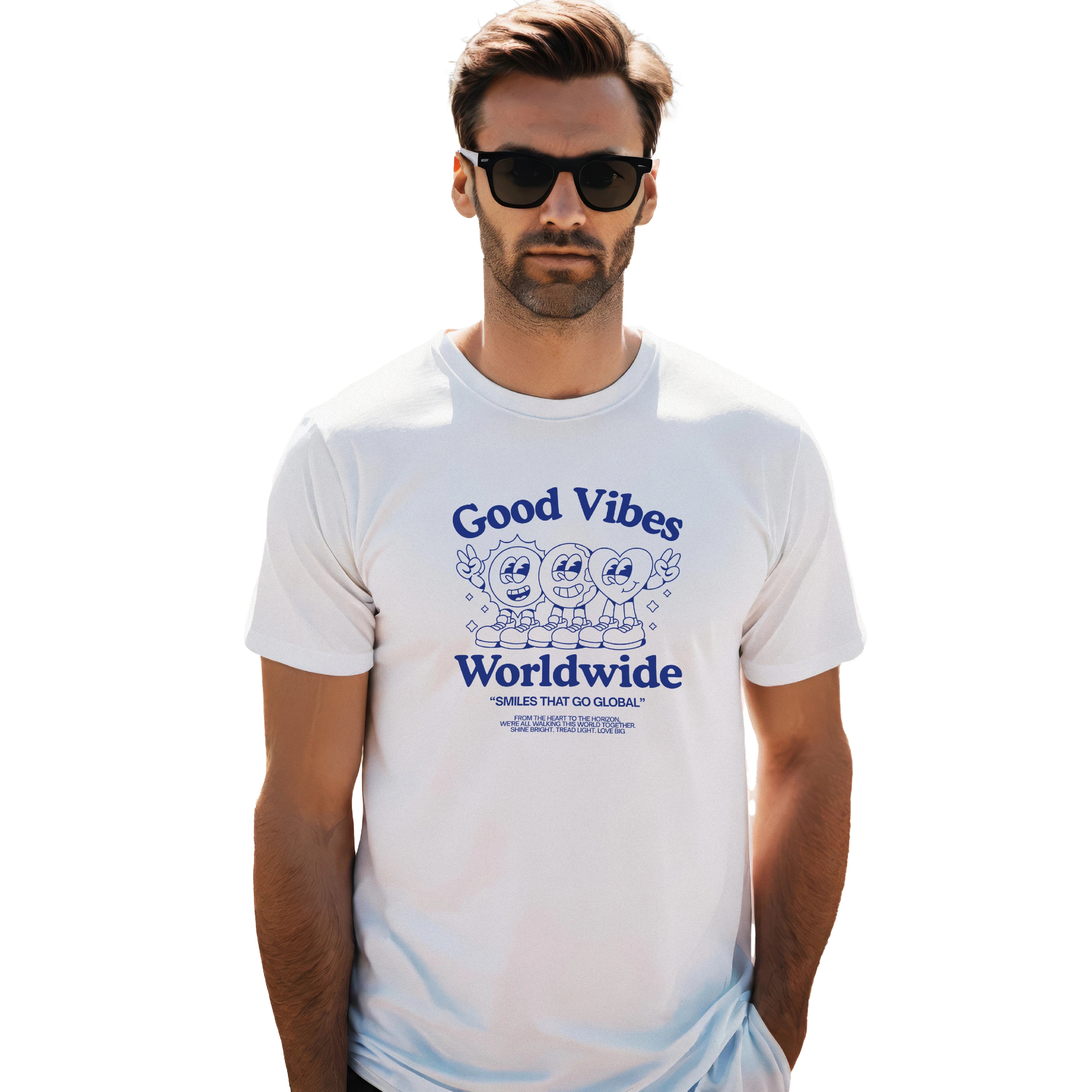 good vibes t-shirt, men’s printed t-shirt, worldwide t-shirt, casual cotton tee, round neck t-shirt for men, daily wear tshirt, graphic tee for men, inspirational t-shirt, street style tee, good vibes only shirt, smile print t-shirt