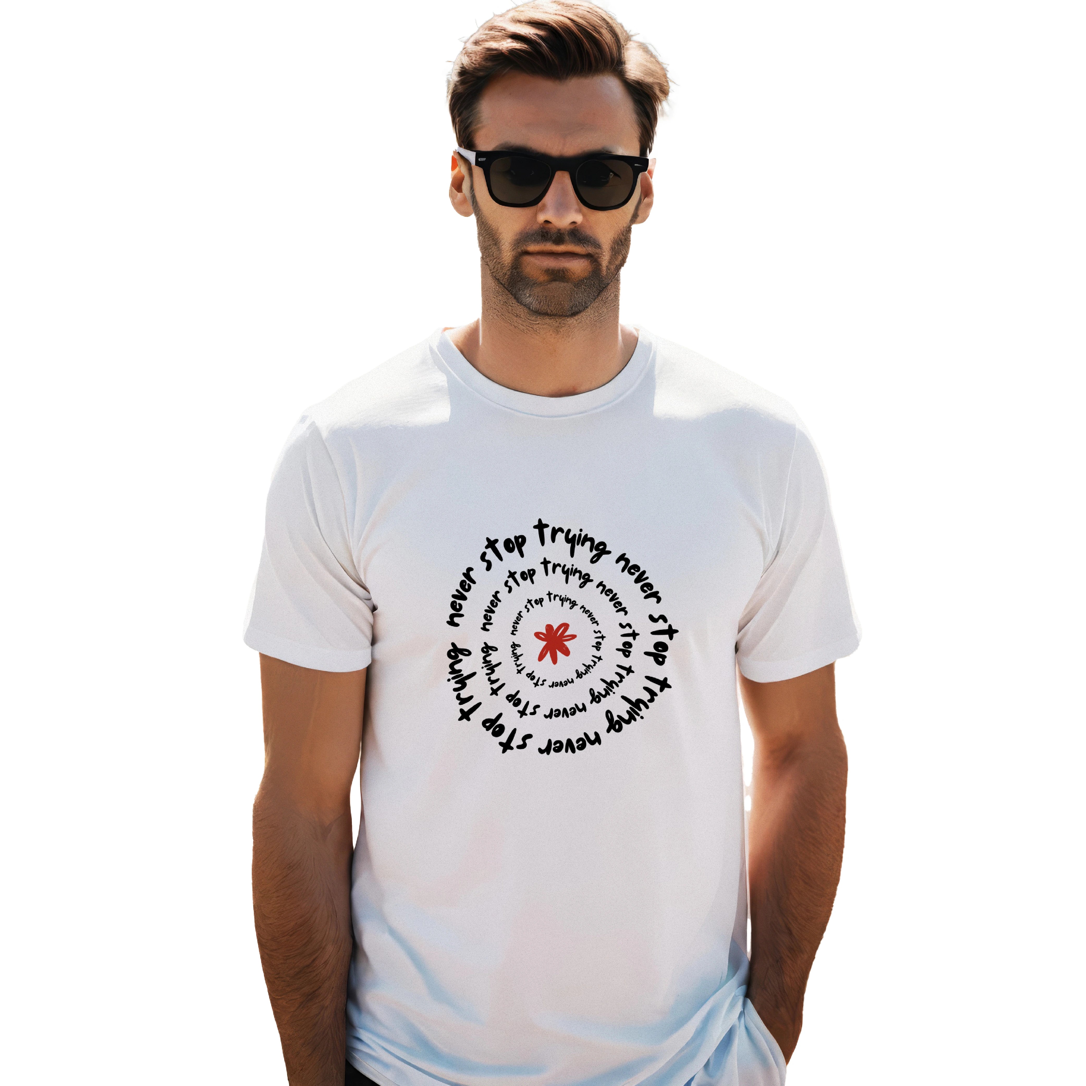Never stop trying t-shirt, motivational t-shirt, inspirational quote t-shirt, men’s graphic tee, positive message shirt, workout motivation shirt, gym quote t-shirt, casual motivation tee, quote t-shirt for men, never give up shirt