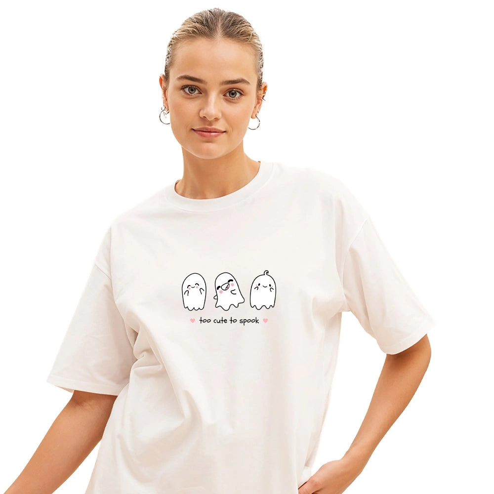 oversized t shirt, baggy t shirt, drop shoulder t shirt, cute graphic t shirt, Halloween t shirt for women, ghost print t shirt, xxxl t shirt, cotton oversized tee, oversized tee shirts, casual t shirt for women
