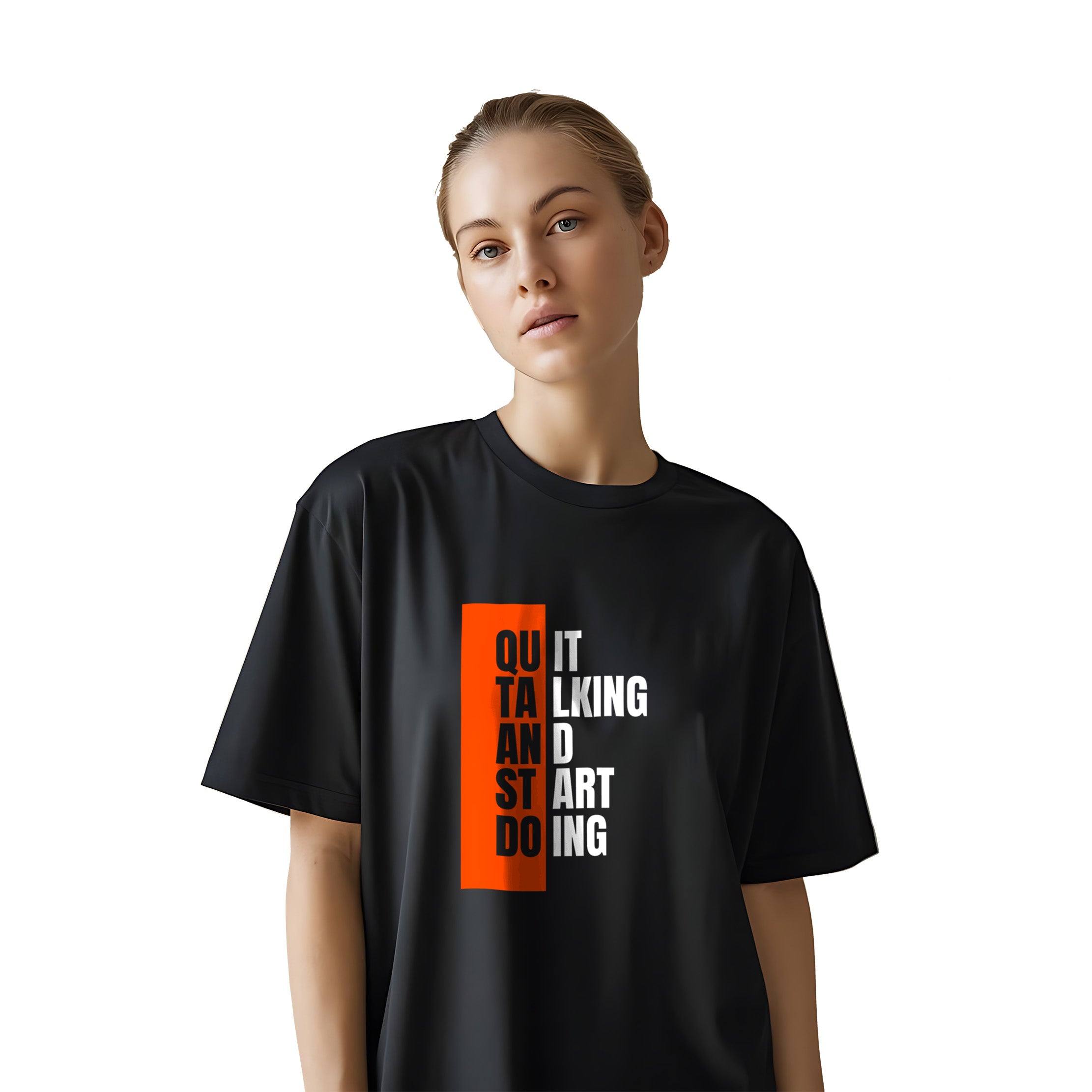 Oversized Black T-Shirt for Girls – Collage Casual Streetwear look