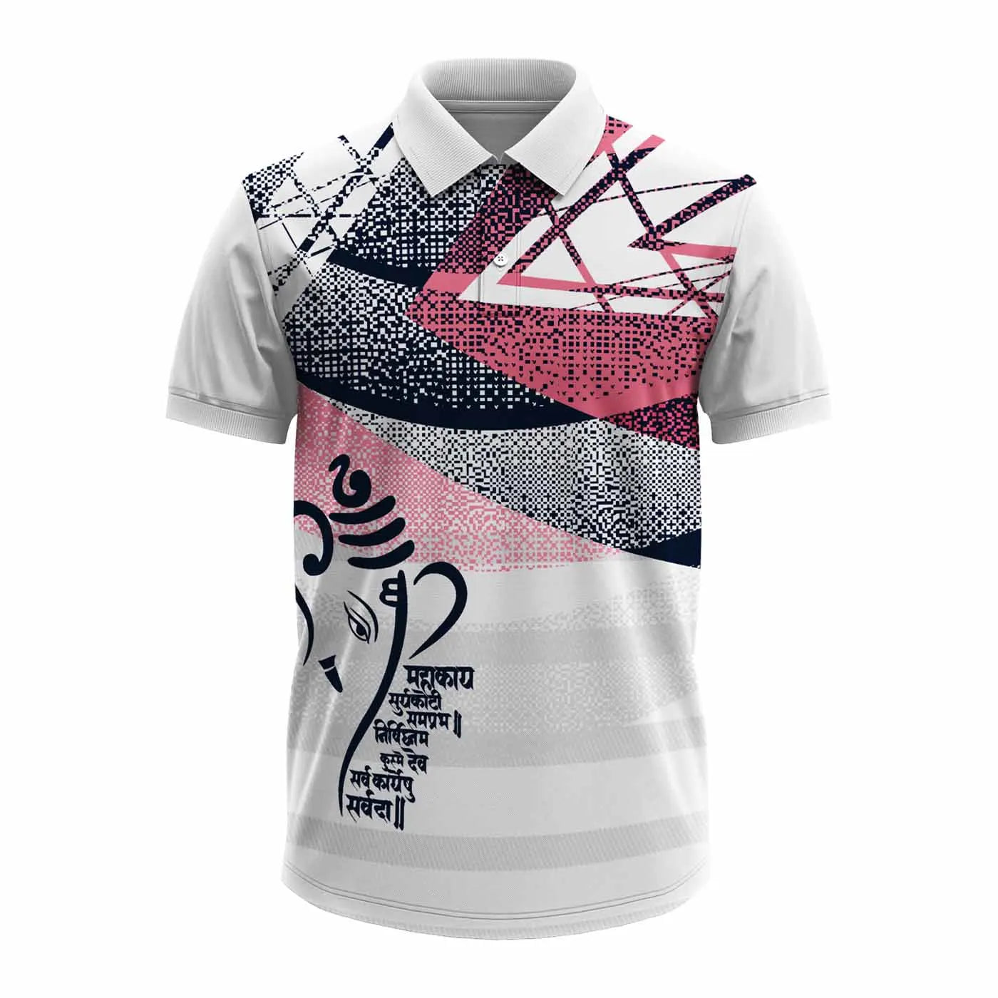 Ganpati polo jersey, Ganesh Chaturthi T-shirt, Ganpati festival dress, spiritual jersey India, devotional Ganpati shirt, Ganpati visarjan outfit, ethnic polo t-shirt, men’s Ganesh polo shirt, custom Ganpati jersey, religious festival wear, Ganpati design shirt, Ganesh graphic tee, polo neck t-shirt for Ganeshotsav, Orange Blue Ganpati T-shirt, Yellow Ganpati jersey, Navy Ganesh t-shirt