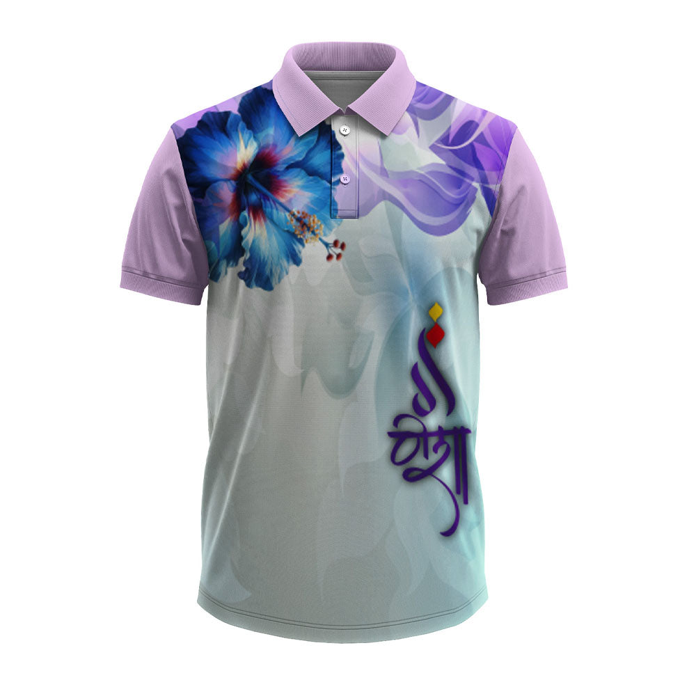 Lavender floral print polo jersey
