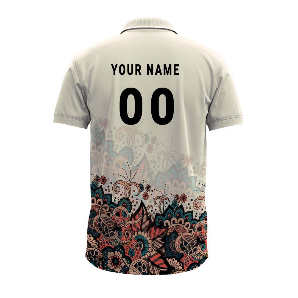 White Paisley Ganesha Polo T-Shirt | Personalised Custom Dry-Fit Jersey