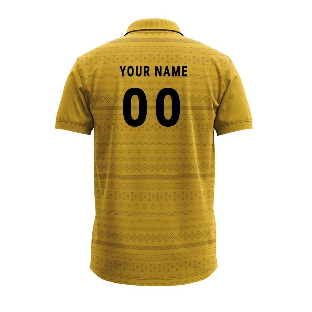 Mustard gold Ganpati polo jersey back with name and number personalisation