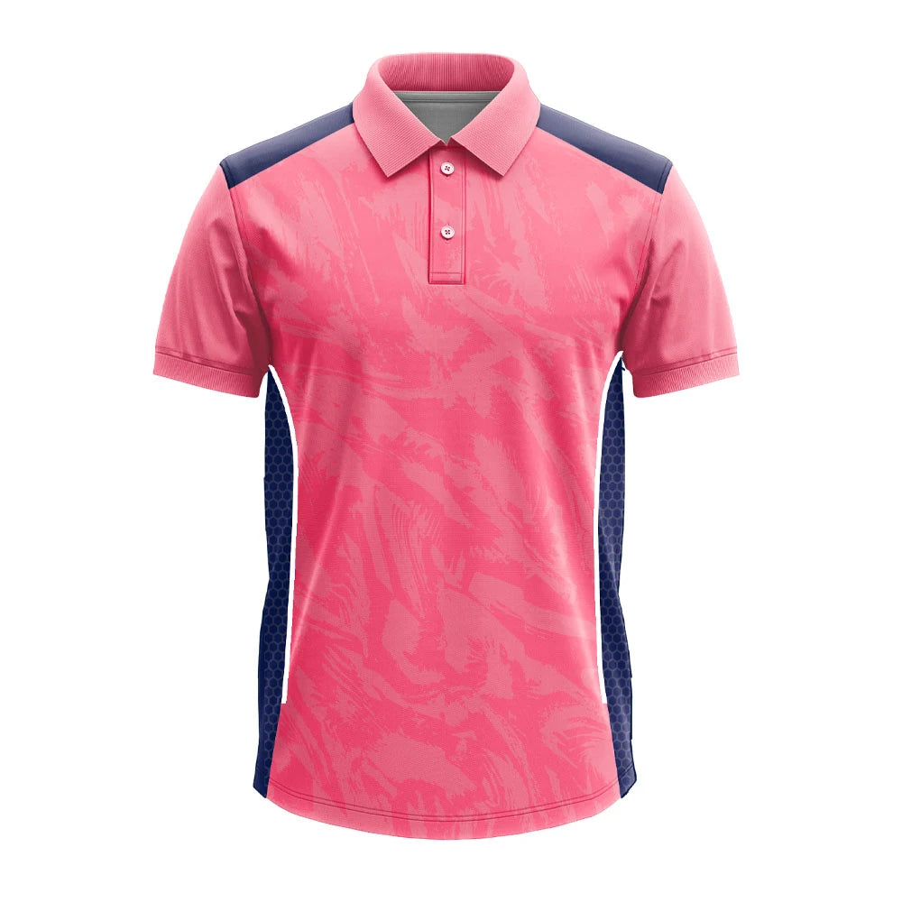 Custom Pink Performance Polo Jersey with Mesh Panels & Logo - product image 1