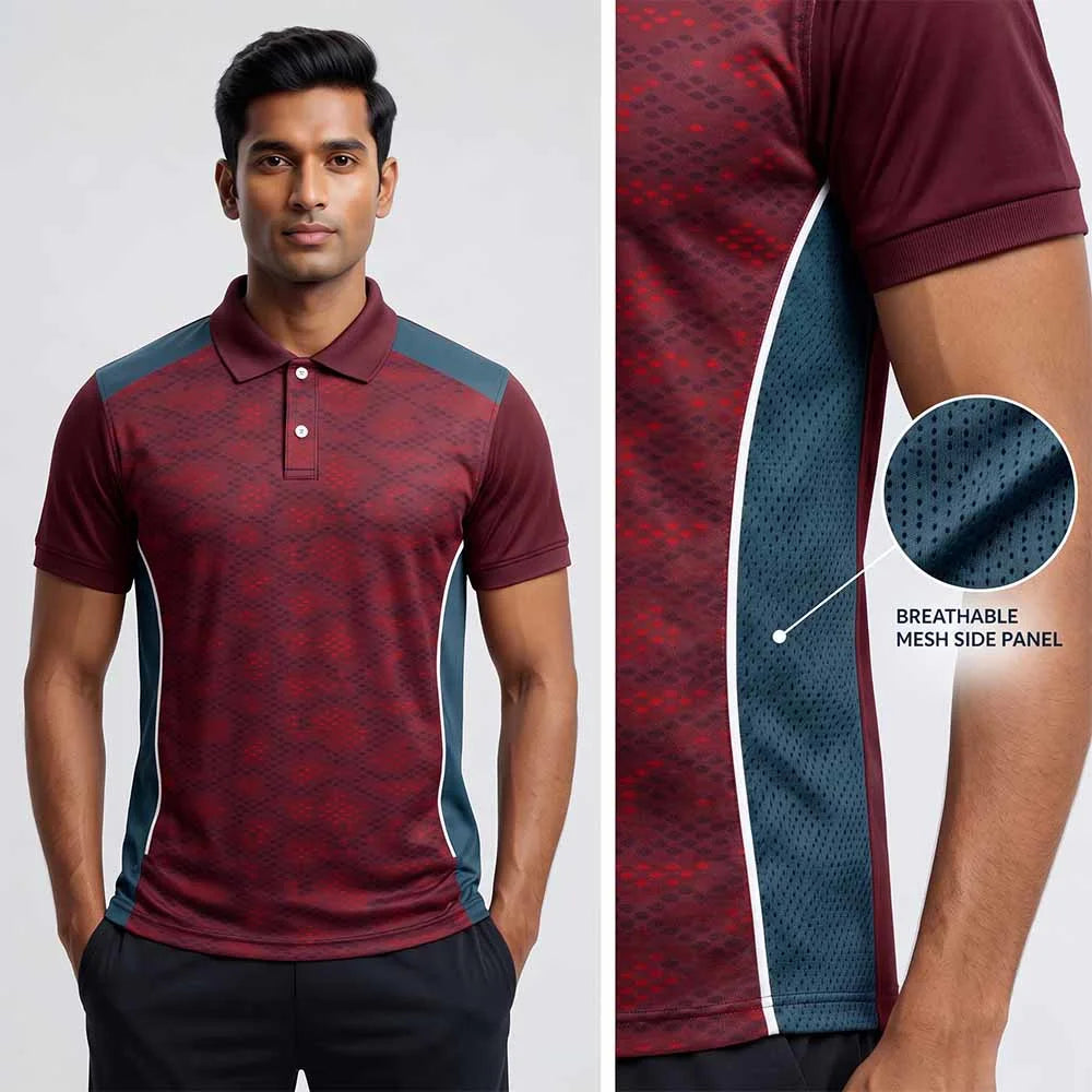 Custom Premium Polo Jersey with Side Mesh Panels | Maroon Corporate Team T-Shirt - product image 5