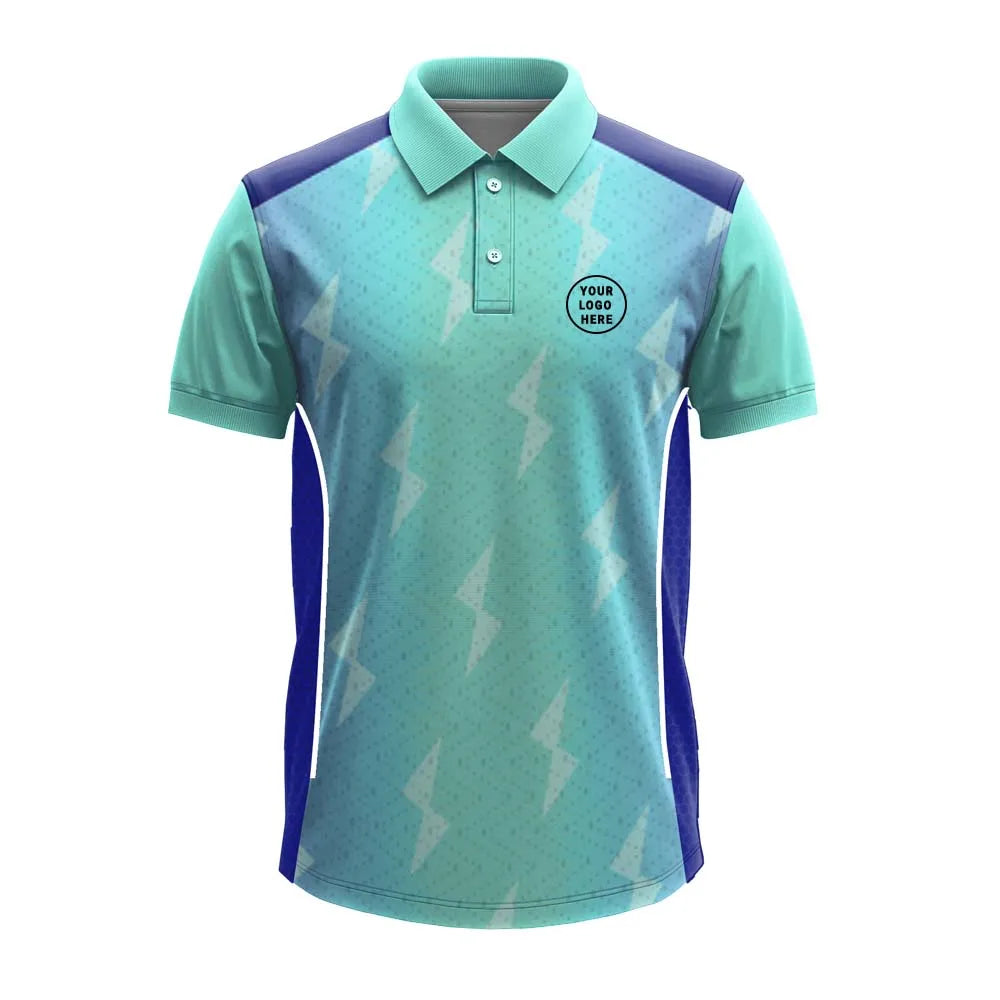 Aqua Lightning polo jersey front showing optional team logo placement