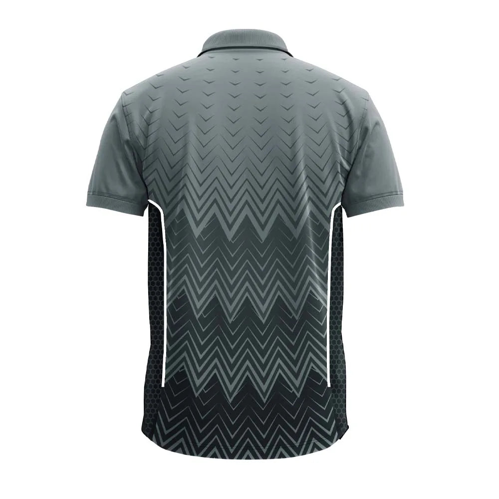 Charcoal Zigzag polo jersey, plain back view