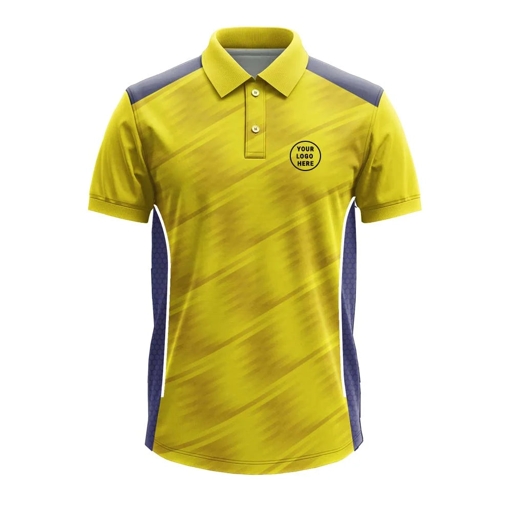 Yellow Diagonal Streak polo jersey front showing optional team logo placement