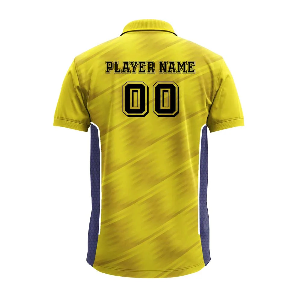 Yellow Diagonal Streak polo jersey back showing player name and number placement