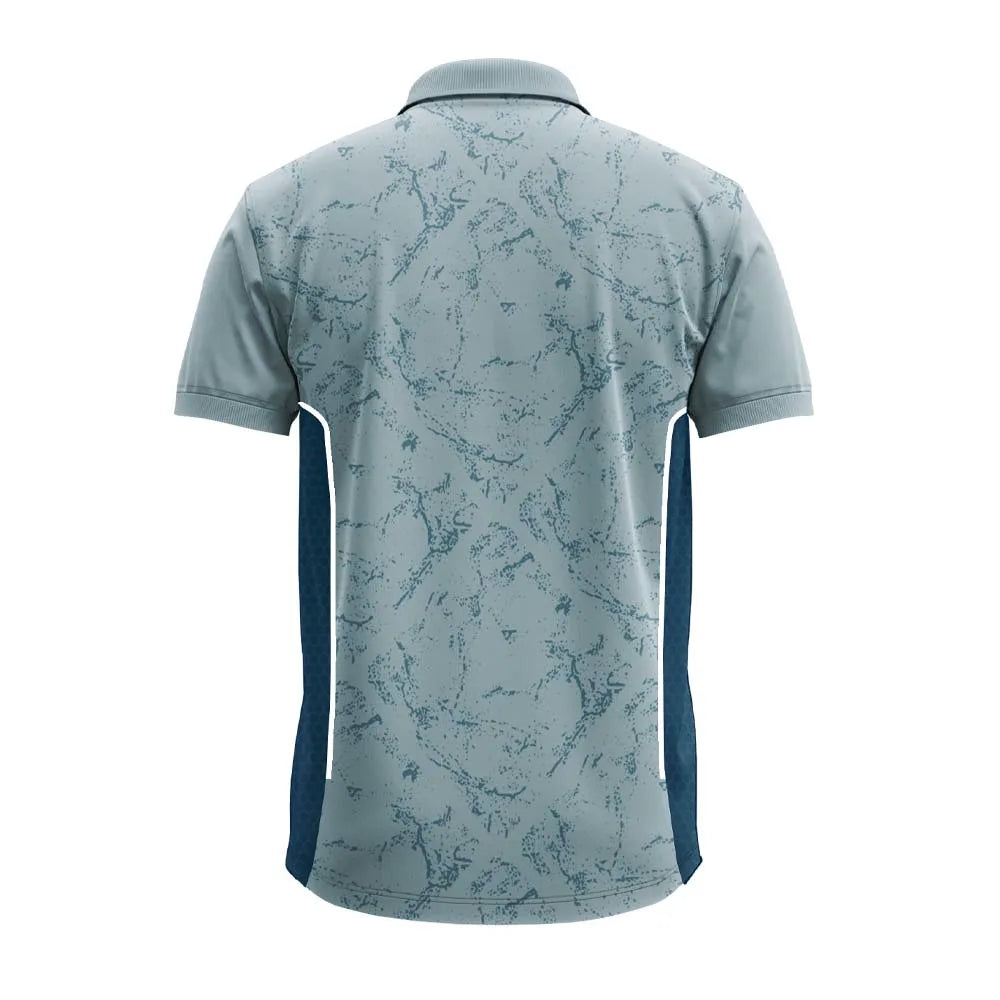 Back view of the slate blue marble premium polo jersey