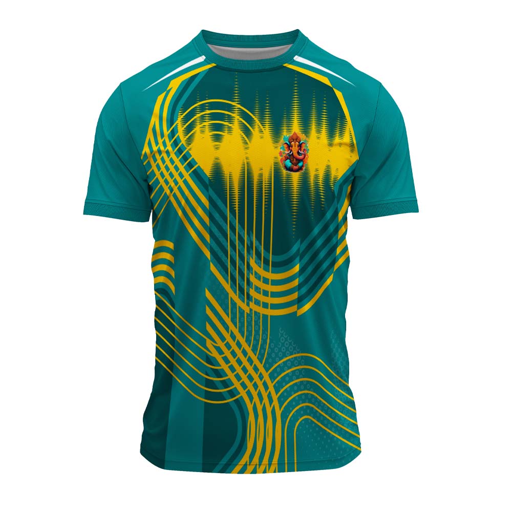 Vibrant Teal Ganpati Festival Jersey for Mandal & Visarjan Events