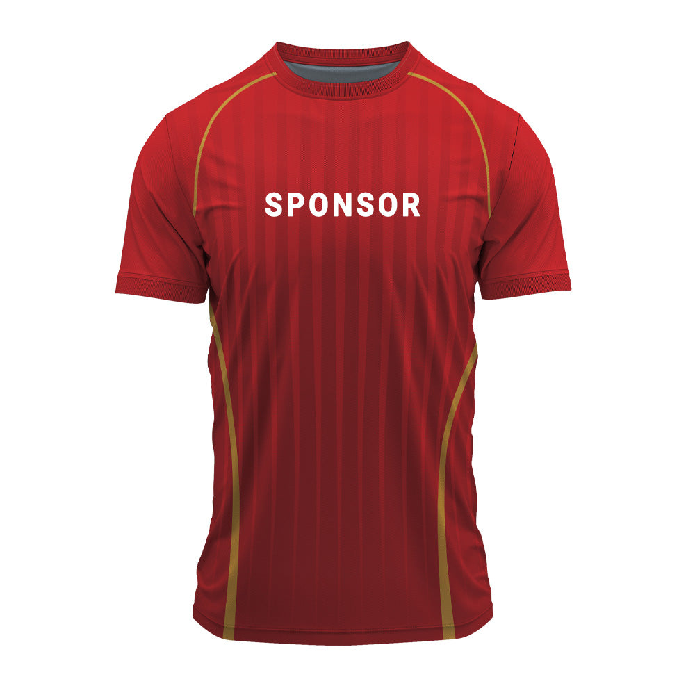 Custom Team Jersey for Men – Red Round Neck Sports Uniform T-Shirt