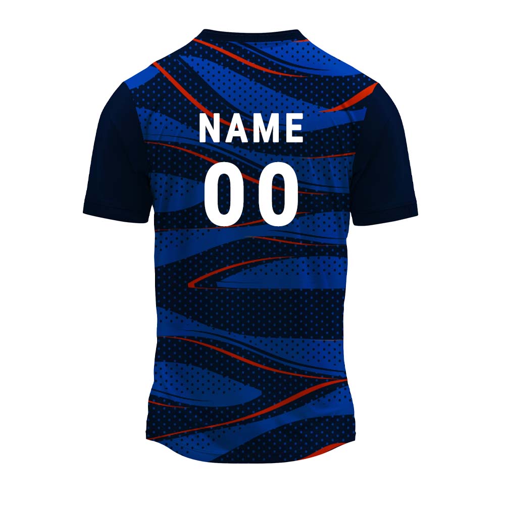 Blue Wave Print Round Neck Jersey