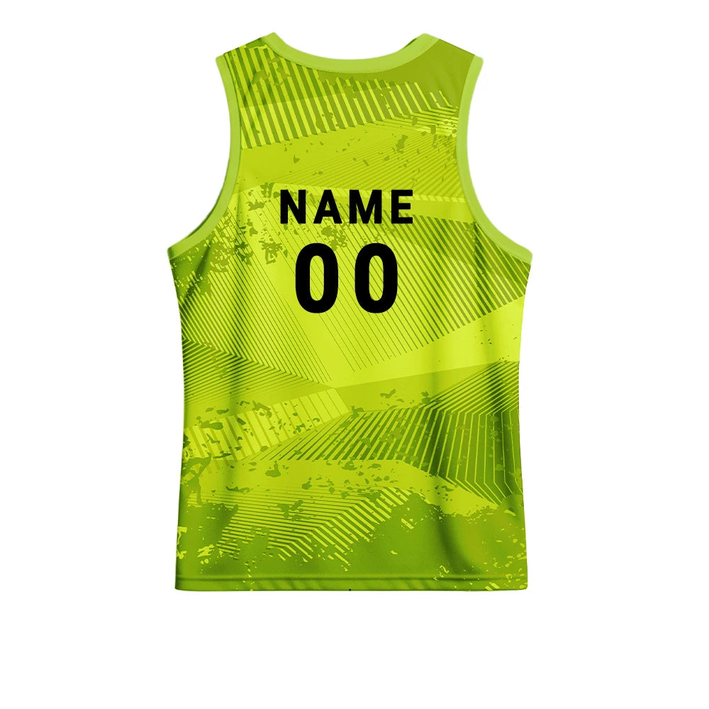 Neon Green Custom Sports Singlet for Men – Name & Number Print