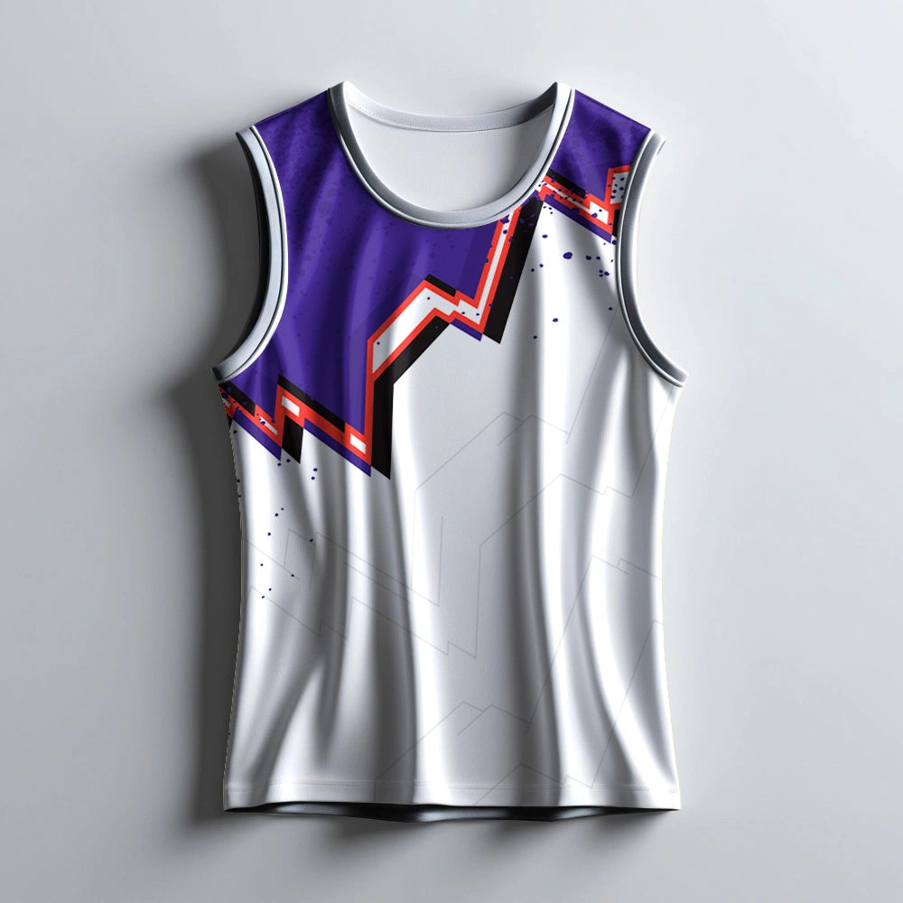 men’s sleeveless gym jersey, running singlet for men, dry-fit tank top, sports singlet, white and purple activewear, gym tank top men, fitness jersey, team sportswear, custom sports singlet