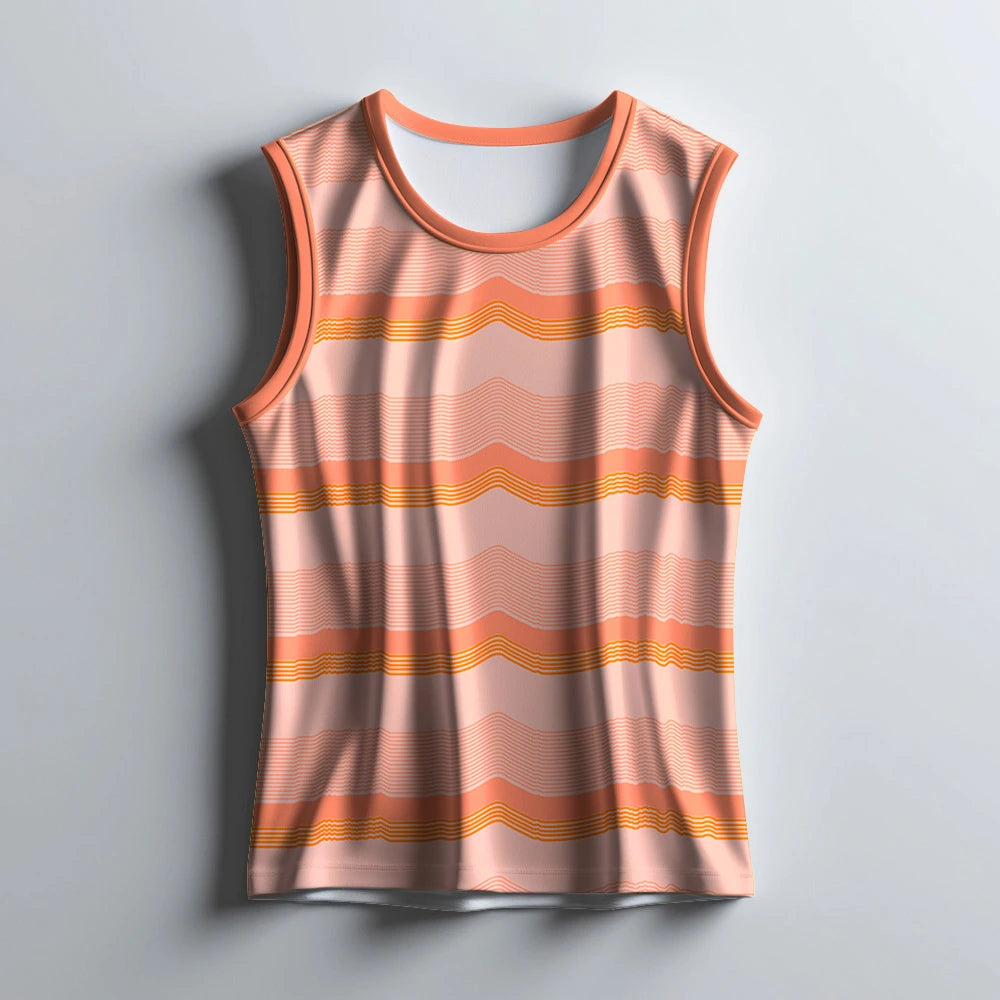 men's gym singlet, peach gym tank top, sleeveless workout shirt, men's striped singlet, athletic training top, breathable gym wear, muscle fit vest, men's fitness clothing, lightweight workout tank, moisture-wicking gym shirt