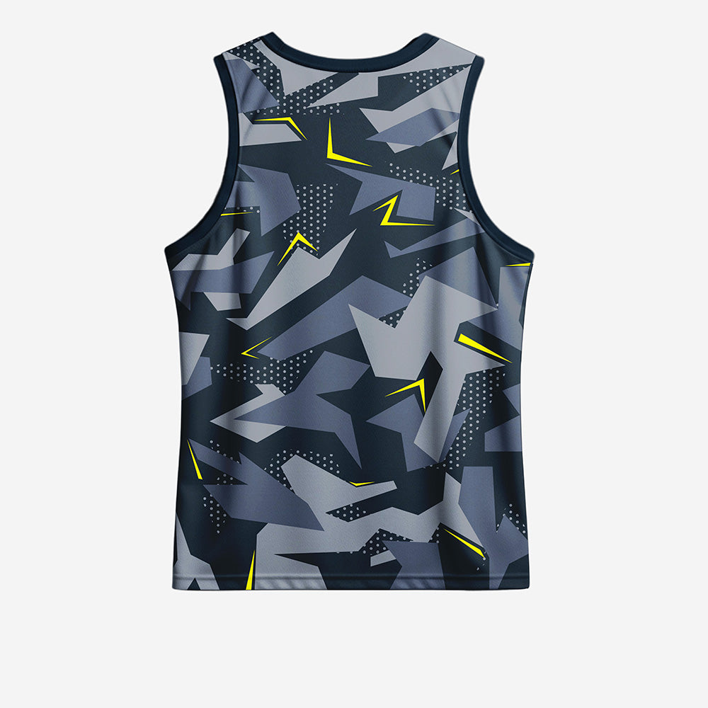 Custom Black & Grey Men’s Sleeveless Singlet | Stylish Gym & Sports Wear