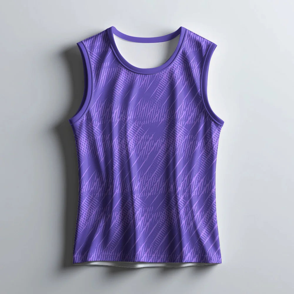 men's purple sports jersey, sleeveless gym tank, dry fit singlet men, breathable training jersey, graphic print athletic wear, performance tank top, workout shirt men, purple sports vest, summer activewear men, quick dry gym top, sublimation print jersey, moisture wicking singlet, fitness gear for men