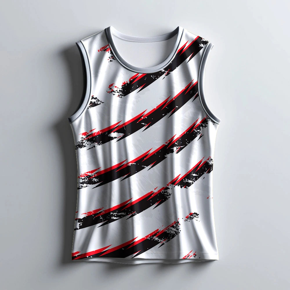 claw gym tank top, mens sleeveless workout shirt, red black white gym vest, gym tank for men, stylish workout wear, mens athletic vest, bodybuilding top, muscle fit gym shirt, mens sleeveless fitness top, scratch print gym tank