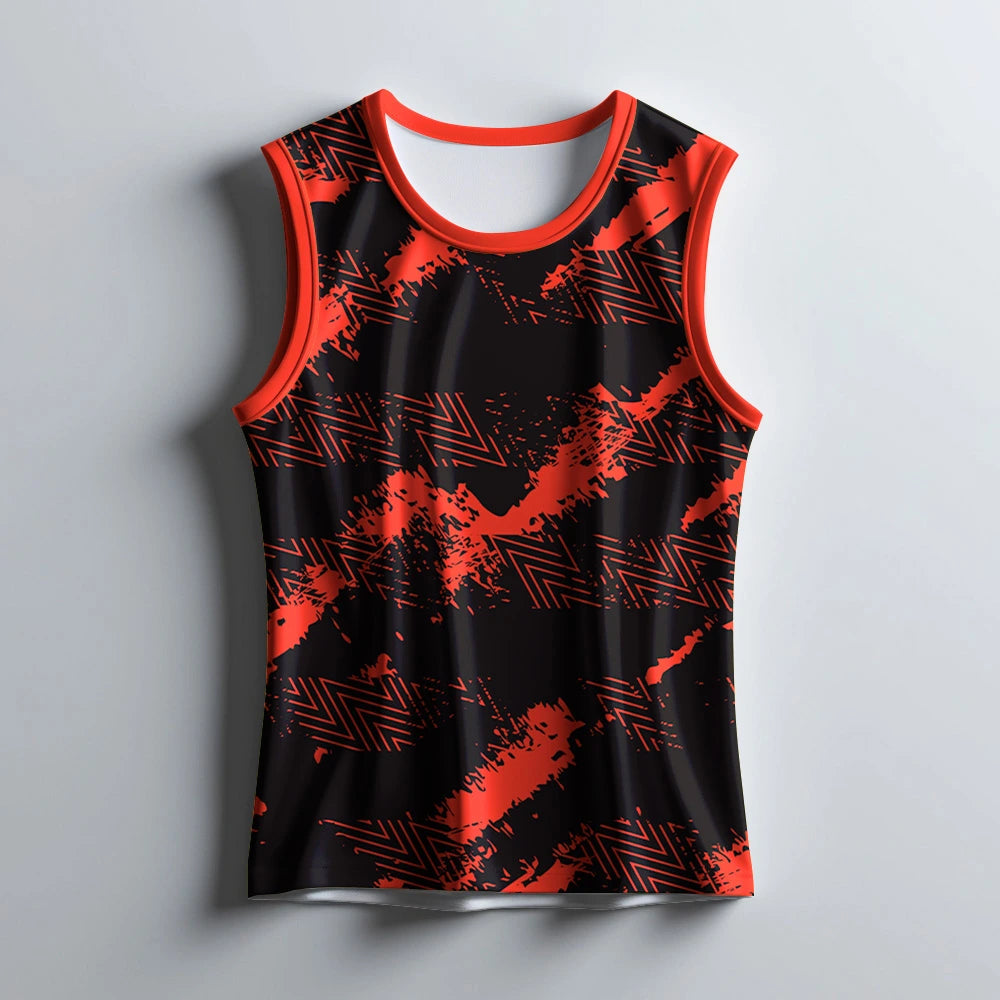 men's gym tank top, red and black workout tank, sleeveless activewear top, breathable gym vest, athletic tank for men, sports tank shirt, fitness wear for men, quick dry gym top, moisture wicking tank, summer gym fashion, mens running tank, gym clothing for men, mens fitness apparel