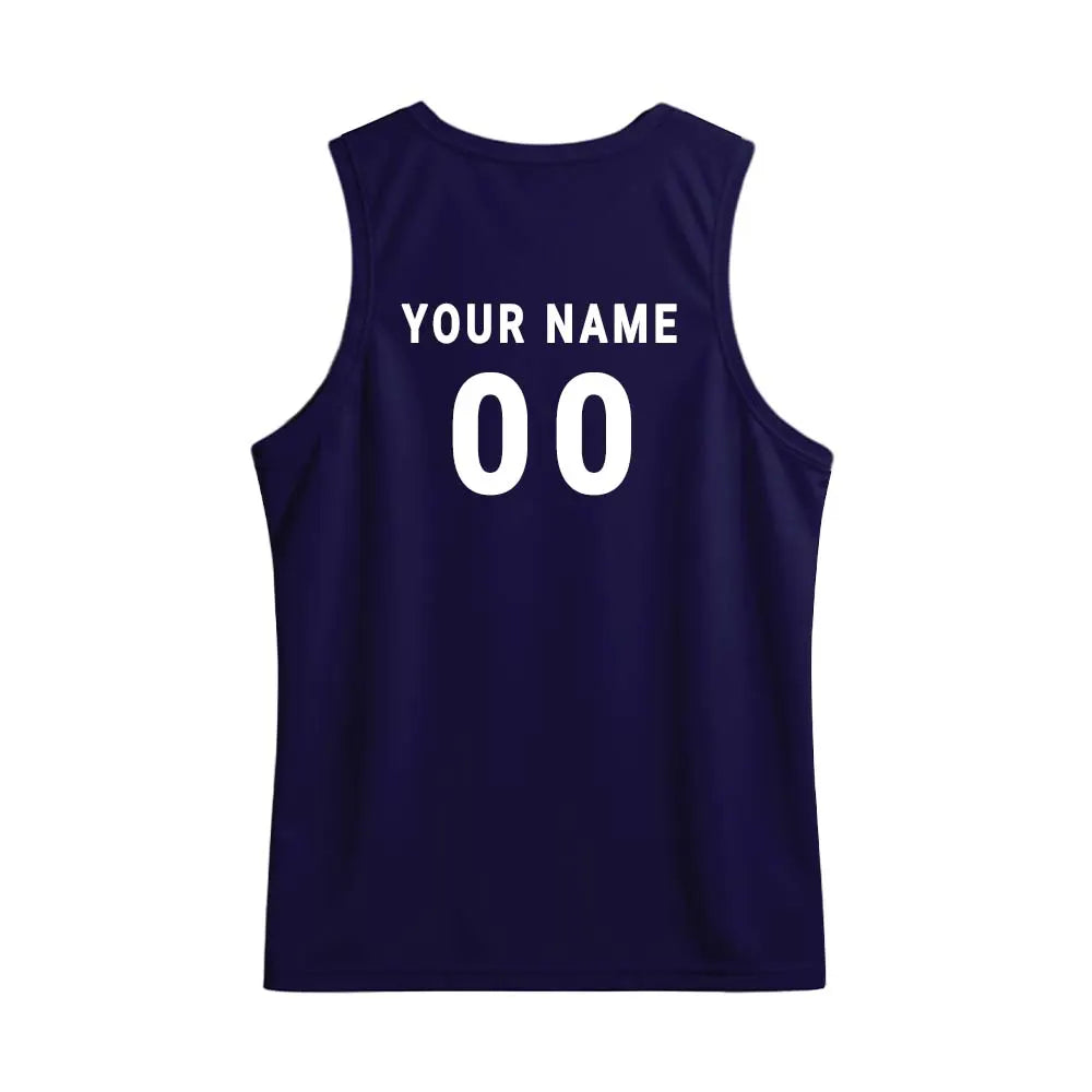 Back mockup showing player name and number on the plain navy back