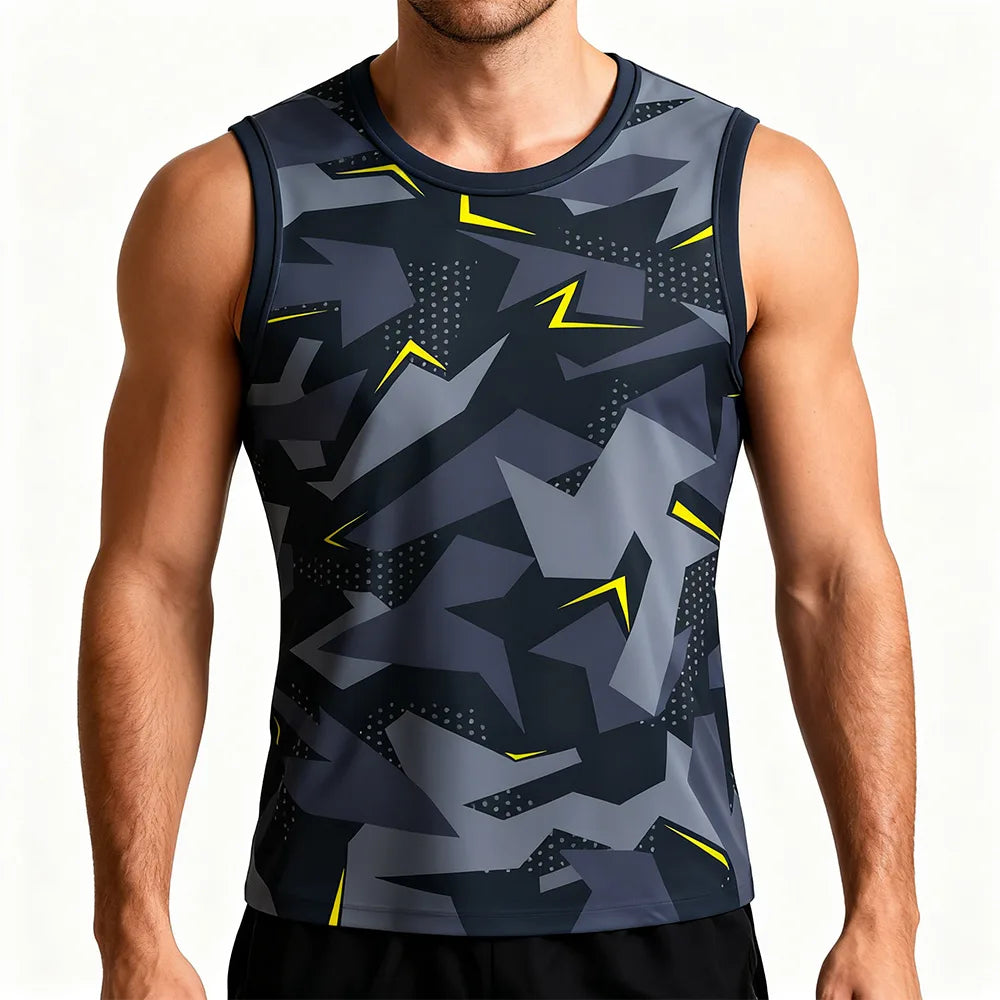 Custom Black & Grey Men’s Sleeveless Singlet | Stylish Gym & Sports Wear
