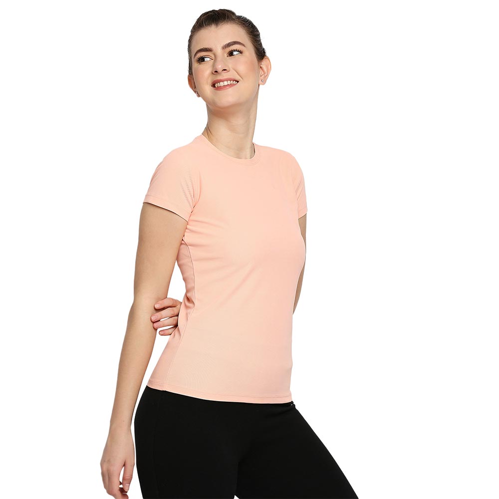Slim Fit Pastel Peach Gym T-Shirt for Women,Pastel Peach Slim Fit Workout T-Shirt