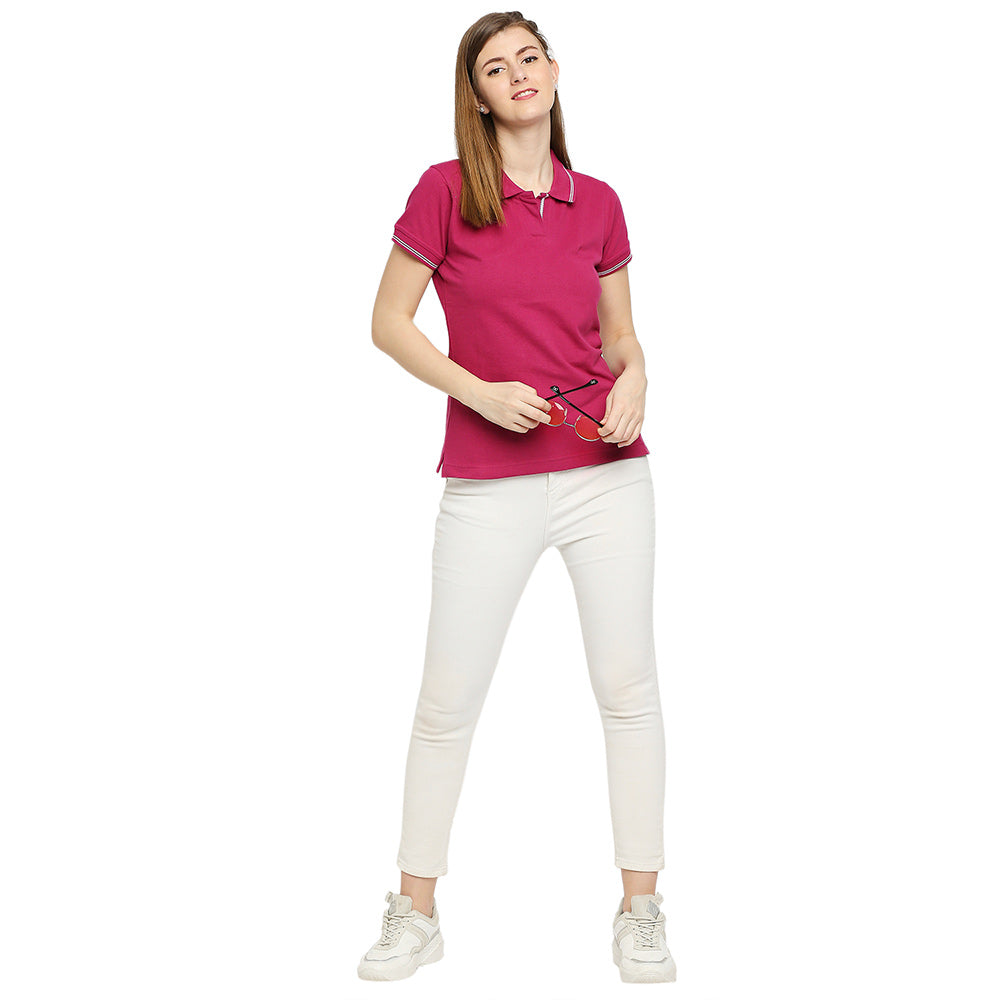 Cotton Polo Neck T-Shirt For Women - Style & Comfort