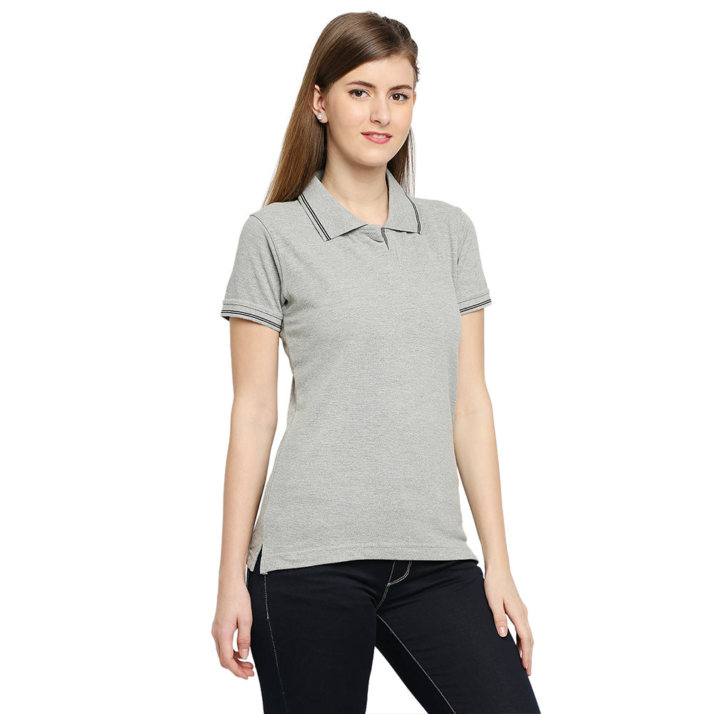 Classic Women's Plain Polo Neck T-Shirt - Versatile & Comfortable