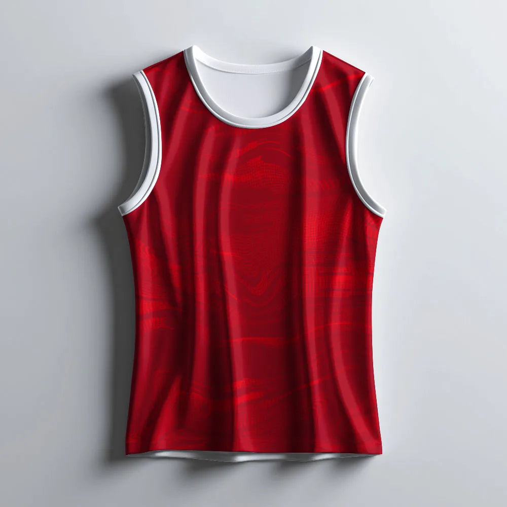 Men’s Scarlet Red Sleeveless Gym Singlet – Self-Design, Dry-Fit Comfort