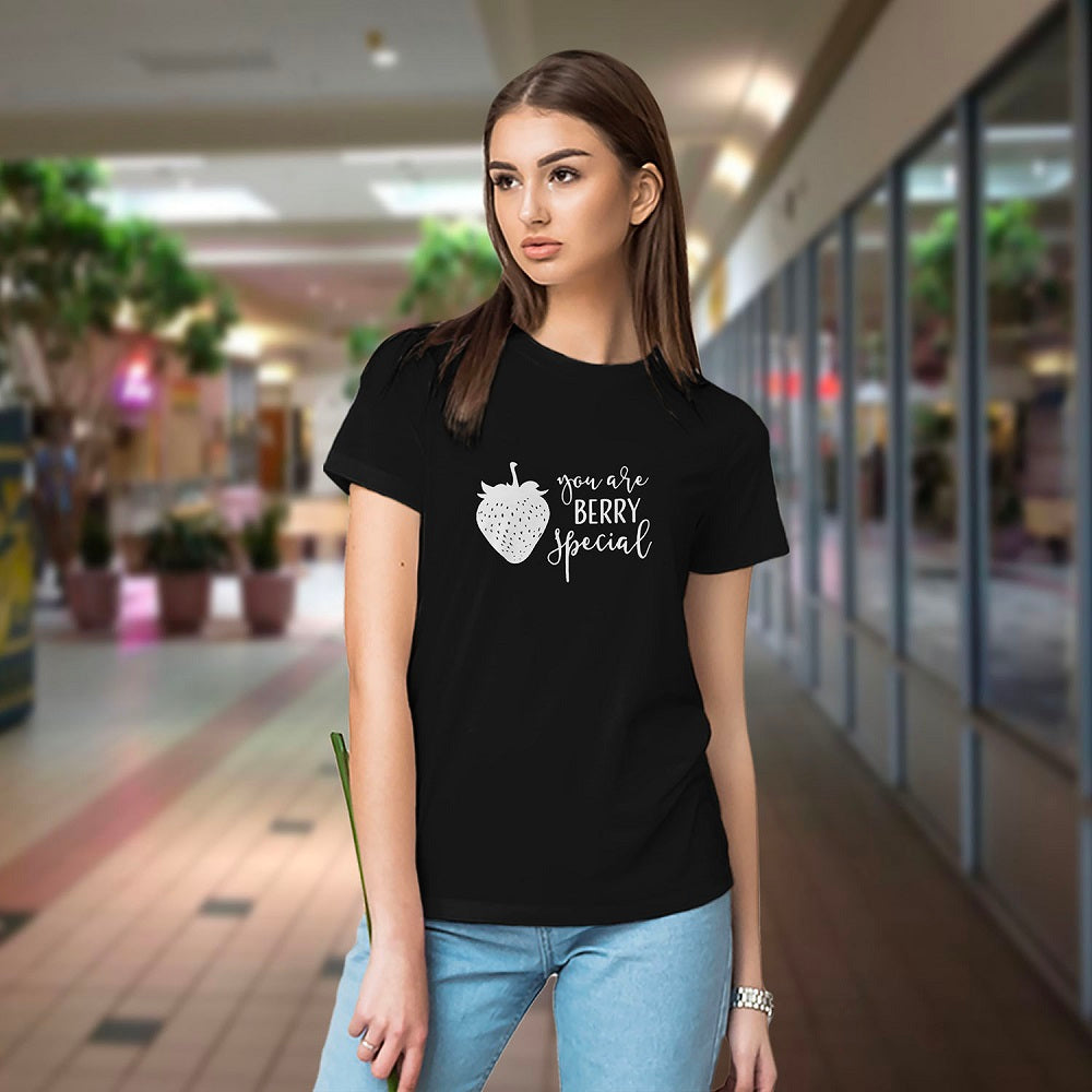 Inspirational graphic tee for women,Berry special quote t-shirt,Fashionable black t-shirt for women,Slim fit casual women top,cotton t-shirt, women's cotton tee, 100% cotton t-shirt, slim fit cotton shirt, breathable cotton t-shirt, casual women’s t-shirt, soft cotton tee, eco-friendly cotton shirt, Lightweight t-shirt, "everyday cotton top