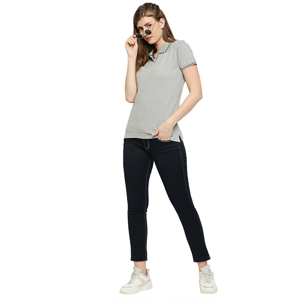 Classic Women's Plain Polo Neck T-Shirt - Versatile & Comfortable