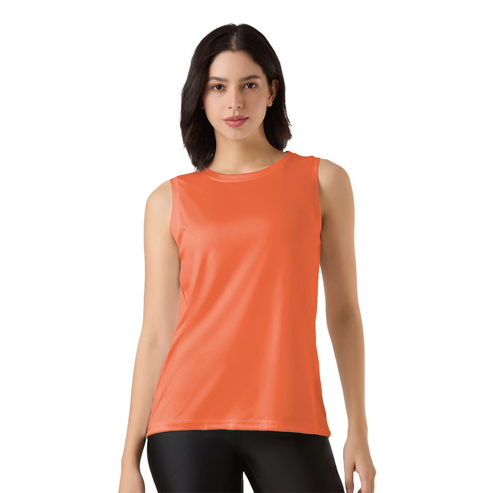 orange tank top women, plain singlet women, racerback gym singlet, dry-fit tank top, workout tank orange, gym singlet for women, women's sleeveless shirt, activewear top women, breathable tank top, orange yoga top, ladies gym top, solid color tank, moisture-wicking singlet