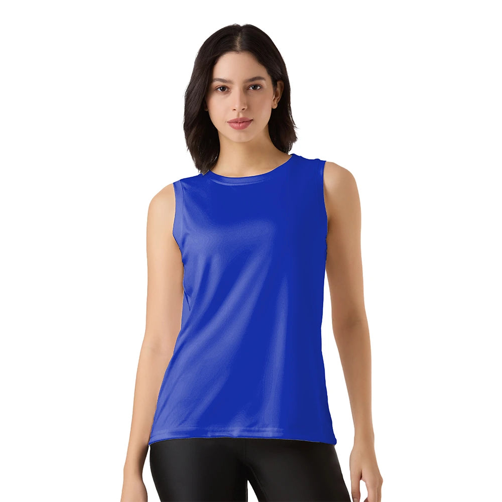 Blue Sleeveless Tank Top for Women – Quick Dry Workout Activewear