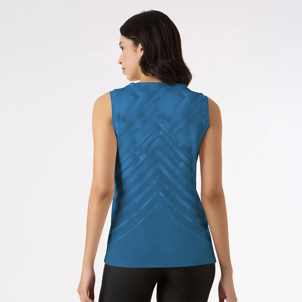royal blue tank top, women’s gym wear, sleeveless workout shirt, quick dry tank, chevron activewear, breathable gym top, fitness tank top women, stylish tank for gym, royal blue singlet