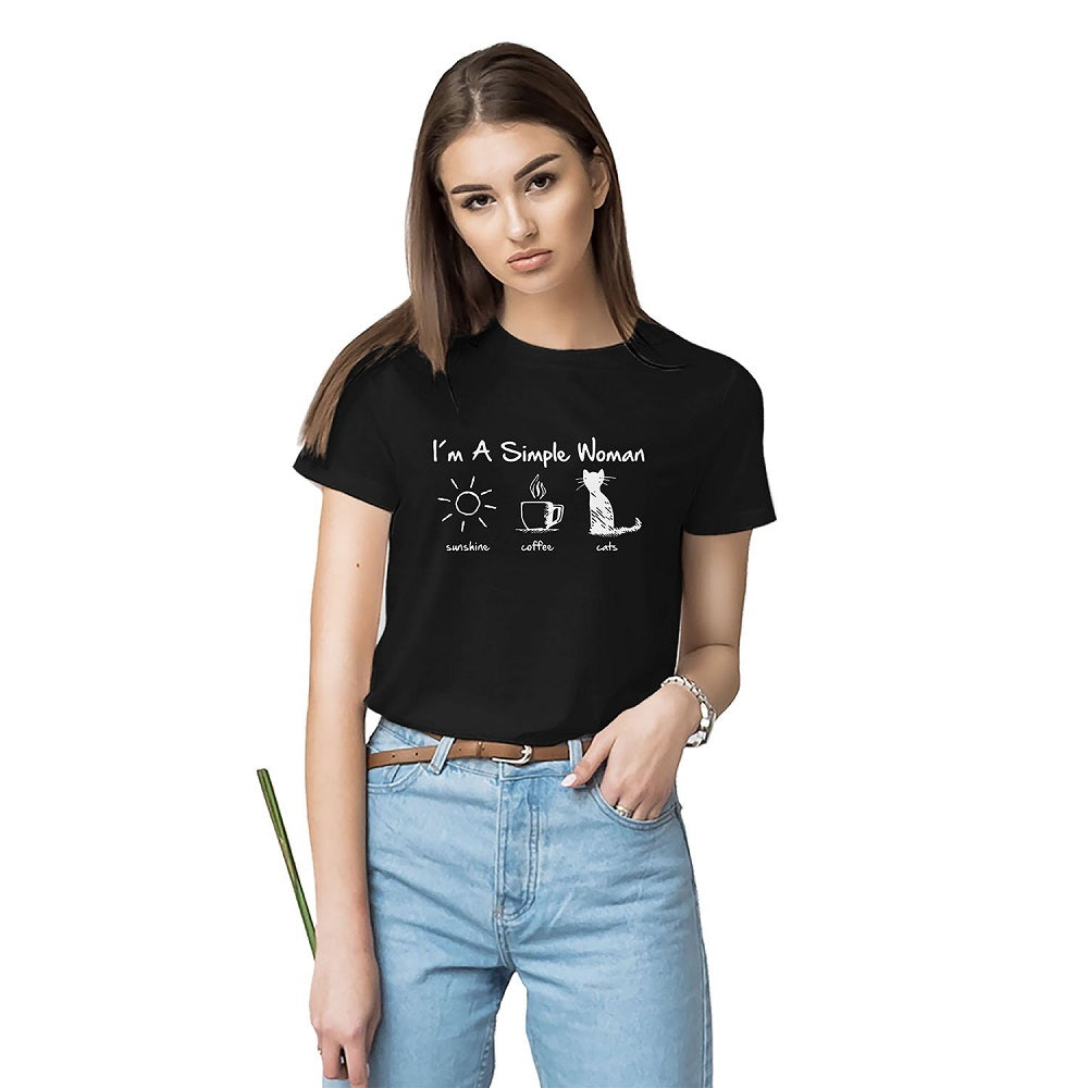 Womens tshirts casual daily wear, Women t shirts for daily use, women t shirts for gym, Women t shirts graphic, Women t shirts in cotton, Women t shirts in black;