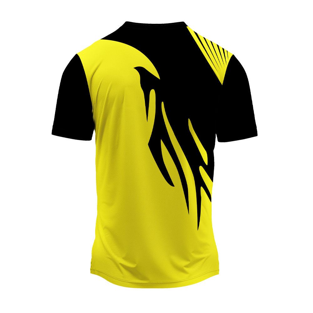Yellow and black claw design round neck jersey back view