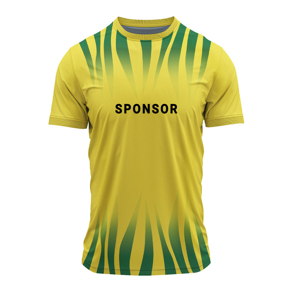 Jersey front with sample sponsor logo placement example