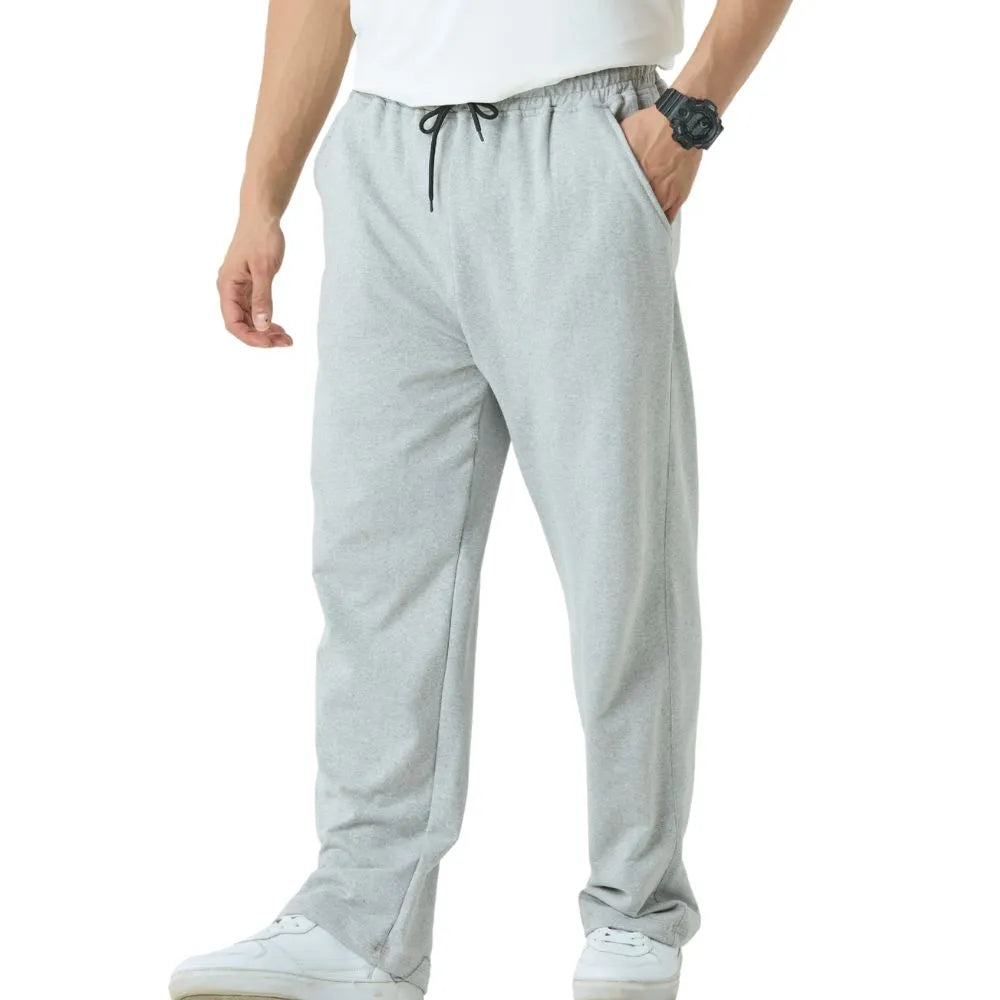 men grey jogger pants, light grey track pants, athleisure bottoms for men, straight fit joggers men, casual lounge pants men, elastic waist pants men, french terry joggers, cotton blend bottom wear, men comfort pants, relaxed fit sweat trousers, men everyday joggers, solid grey men pants, men sports lounge wear, breathable jogger bottoms, men fashion lower wear