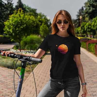 Women's Classic Black Round Neck Cotton T-Shirt