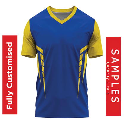 Custom V-Neck Sports Jersey Sample -  Blue & Yellow