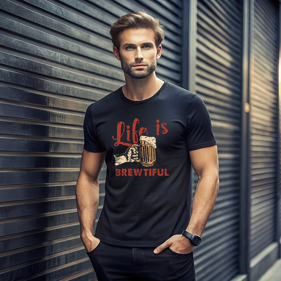 Trending Black Cotton Tee for men | Crew Neck Graphics T Shirt